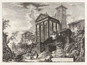 Vista do Templo de Hércules em Cori, Dez Milhas Distantes de Velletri, de Vistas de Roma de Giovanni Battista Piranesi