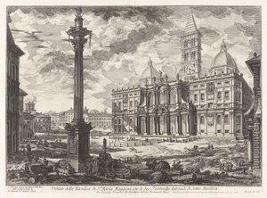 Vista da Basílica de S. ta Maria com as suas Duas Asas Flanqueadoras (Vista da Basílica de Santa Maria [Maggiore] com as suas Duas Asas Flanqueadoras), das Vistas de Roma de Giovanni Battista Piranesi