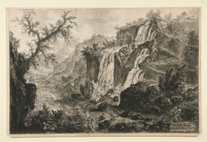 Vista das pequenas cachoeiras de Tivoli, de Vedute di Roma de Giovanni Battista Piranesi