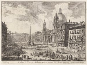Vista da Piazza Navona sobre as Ruínas do Circo de Domiciano (Vista da Piazza Navona sobre as Ruínas do Circo de Domiciano), de Vedute di Roma (Vistas de Roma) de Giovanni Battista Piranesi