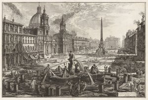 Vista da Piazza Navona sobre as ruínas do Circo Agonalis [Circo de Domiciano], de Vedute di Roma (Vistas de Roma) de Giovanni Battista Piranesi