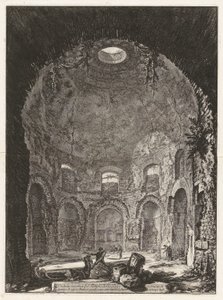 Vista interior do Templo da Tosse de Giovanni-Battista Piranesi