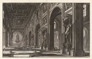 Vista interior da Basílica de São João de Latrão, de «Vedute di Roma» de Giovanni Battista Piranesi