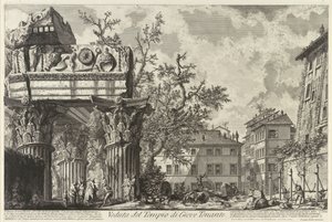 Veduta com o templo de Júpiter Tonans, c. 1755 de Giovanni Battista Piranesi
