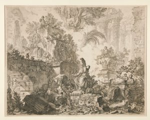 Vedute di Roma: Frontispício com estátua de Minerva de Giovanni Battista Piranesi