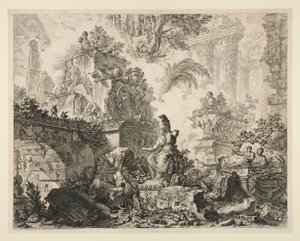 Vedute di Roma: Frontispício com estátua de Minerva de Giovanni-Battista Piranesi