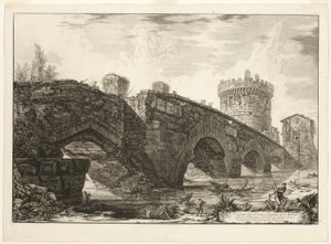 Vista da Ponte Lugano no Anio, de Vistas de Roma de Giovanni Battista Piranesi