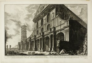 Vista da Basílica de S. Paolo fuori delle Mura [St. Paulo fora dos Muros], construído por Constantino, o Grande, de Vistas de Roma de Giovanni Battista Piranesi