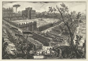 Villa Doria Pamphili te Roma Villa Panfili fora da Porta S. Pancrazio (título no objeto) Gezichten op Rome (título da série) Vistas de Roma projetadas e gravadas pelo arquiteto Giambattista Piranesi Ve (nez) iano (título da série) de Giovanni Battista Piranesi