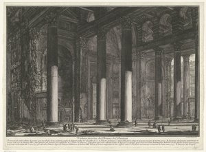 Voorportaal van het Pantheon te Rome
Vista interior do Pronao del Pantheon (título sobre o objecto)
Gezichten op Rome (título da série)
Vistas de Roma desenhadas e gravadas pelo arquitecto Giambattista Piranesi Ve(nez)iano (título da série) de Giovanni Battista Piranesi