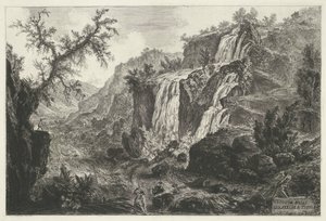 Watervallen te Tivoli Vista da Cascatelle no Tivoli (título no objeto) Gezichten op Rome (título da série) Vistas de Roma projetadas e gravadas pelo arquiteto Giambattista Piranesi Ve (nez) iano (título da série) de Giovanni Battista Piranesi