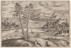 Paisagem com duas árvores de Giovanni Battista Pittoni