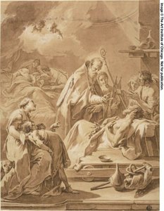 São Gilbert visita os doentes de Giovanni Battista Pittoni the Younger