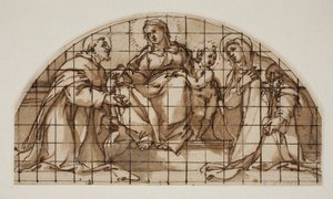 Lunette com a Madona e o Menino com São Francisco de Assis e Catarina de Sena de Giovanni Battista Ricci