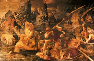 Combate Naval, Galeria afresco de Francisco I, Chateau de Fontainebleau (Património Mundial da UNESCO) de Giovanni Battista Rosso Fiorentino