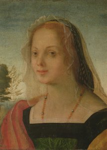 Retrato de uma jovem garota (tempera no painel)