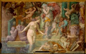 Escola de Fontainebleau: Vénus na fonte. Pintura de Giovanni Battista di Jacopo Rosso (1494-1541)