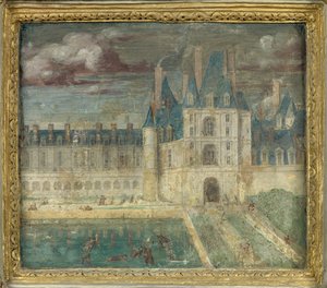 Vista do castelo de Fontainebleau por volta de 1535 a 1540 de Giovanni Battista Rosso Fiorentino