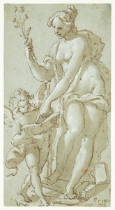 Vênus ensina Cupido, que está lendo um livro de Giovanni Battista Rovere