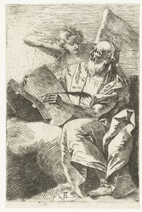 Evangelista Mateus com anjo
Quatro Evangelistas (título da série) de Giovanni Battista Tiepolo (attributed to)