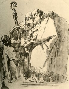 Um bispo, dois outros sacerdotes e um diácono com o ritual, c1740s, 1928 de Giovanni Battista Tiepolo