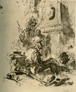 Um soldado sentado, meados do século XVIII, 1928 de Giovanni Battista Tiepolo