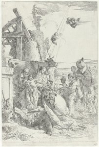 Adoração do Menino Jesus por Três Reis Scherzi di fantasia (título da série) de Giovanni Battista Tiepolo