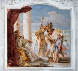 Eneida apresenta Cupido, disfarçado de Ascanius, a Dido, da Sala da Eneida na Palazzina, 1757 de Giovanni Battista Tiepolo