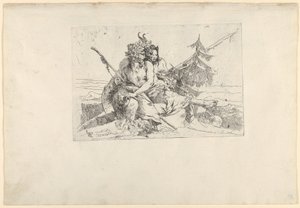 Bacante, Sátiro e Fauness, do Scherzi, ca. 1740. de Giovanni Battista Tiepolo