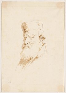 Homem barbudo com um boné de Giovanni Battista Tiepolo