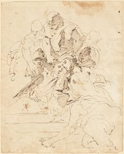 Figuras clássicas reunidas em torno de uma urna de Giovanni Battista Tiepolo
