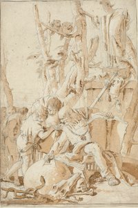 Demócrito e Heráclito Rindo e se lamentando das loucuras do mundo de Giovanni Battista Tiepolo