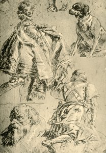 Estudos de detalhe para os afrescos no Kaisersaal na residência de Würzburg, 1751-1752, 1928 de Giovanni Battista Tiepolo