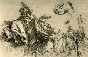 Mulher Oriental em um elefante. Um busto de imperadores romanos, 1752-1753, 1928 de Giovanni Battista Tiepolo
