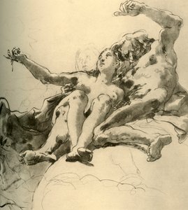 Homem idoso ao lado de uma jovem que aponta para o Sol, em meados do século XVIII, 1928 de Giovanni Battista Tiepolo