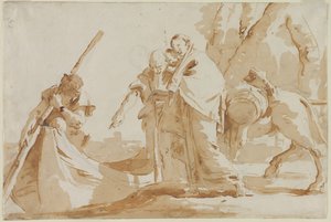 Fuga para o Egito: O Embarque da Sagrada Família de Giovanni Battista Tiepolo