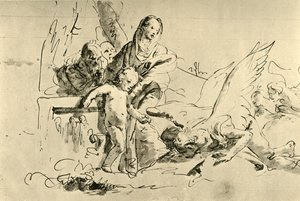 Sagrada Família e Anjos, meados do século XVIII, 1928 de Giovanni Battista Tiepolo