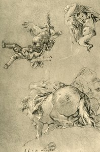 Cupidos pairando e um dos Horae com um corcel, 1752-1753, 1928 de Giovanni Battista Tiepolo