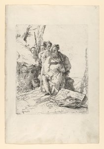 Mágico com quatro figuras perto de um Altar fumegante, do Scherzi, ca. 1743-52. de Giovanni Battista Tiepolo