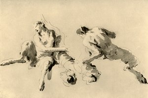 Fauno masculino e feminino com Cornucopeia, meados do século XVIII, 1928 de Giovanni Battista Tiepolo