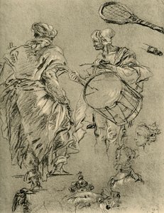 Homem visto por trás, baterista e pequenos estudos, 1751-1752, 1928 de Giovanni Battista Tiepolo