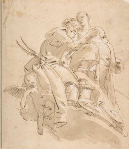 Divindade Marinha com Figura Feminina Atendente, ca. 1716-1770. de Giovanni Battista Tiepolo