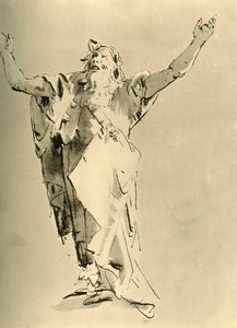 Profeta com os braços levantados, meados do século XVIII, 1928 de Giovanni Battista Tiepolo