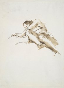 Figura masculina reclinada vista de baixo de Giovanni Battista Tiepolo