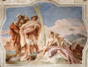 Rinaldo Abandonando Armida, da Sala de Jerusalém Entregue na Palazzina, 1757 de Giovanni Battista Tiepolo