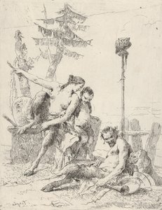 Satyr Family Pan e sua família, do Scherzi, ca. 1743-50. de Giovanni Battista Tiepolo