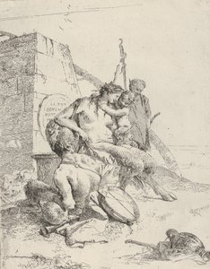 Família Satyr com o Obelisco, do Scherzi, ca. 1743-50. de Giovanni Battista Tiepolo
