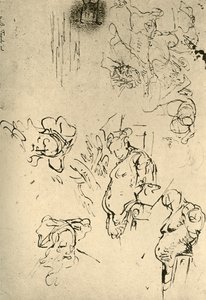 Hermas sátiros e cabeças orientais, meados do século XVIII, 1928 de Giovanni Battista Tiepolo