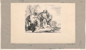 Mulher Sentada, Jovem Soldado e Mago, do Vari Capricci de Giovanni Battista Tiepolo