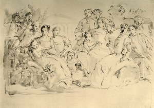 Esboço para um retrato de grupo, meados do século XVIII, 1928 de Giovanni Battista Tiepolo